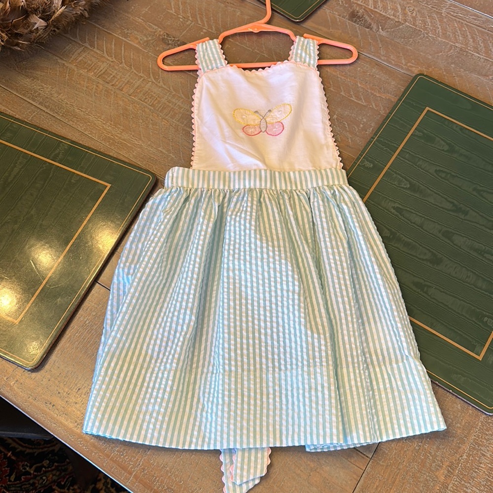 NWT The Smocking Place Gingham Butterfly Embroidered Dress